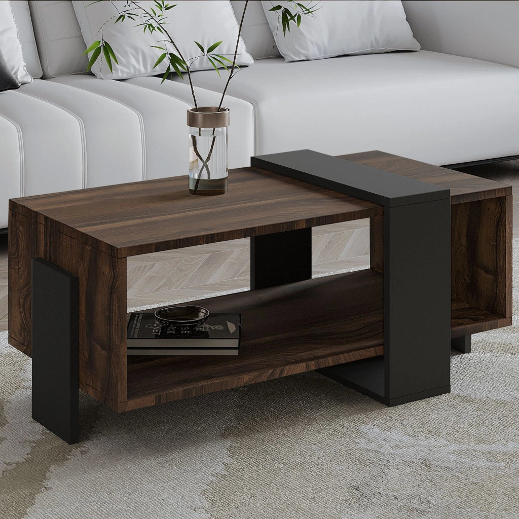 Tavolino in legno "Meleni" - 90 x 49 x 40 cm - Marrone