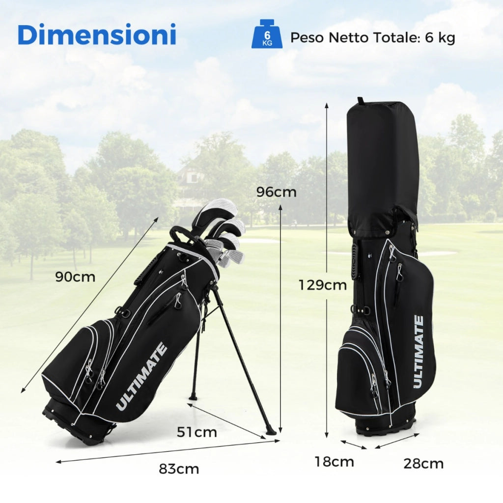 Set con 9 mazze da golf per uomini, Set completo da golf regalo perfetto per golfisti Nero