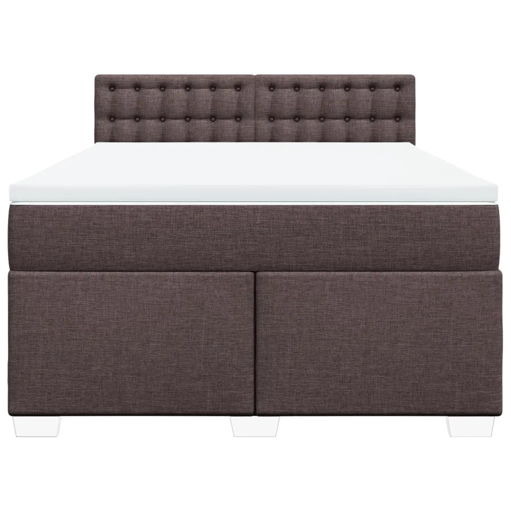 Giroletto a Molle con Materasso Marrone Scuro 160x200cm Tessuto