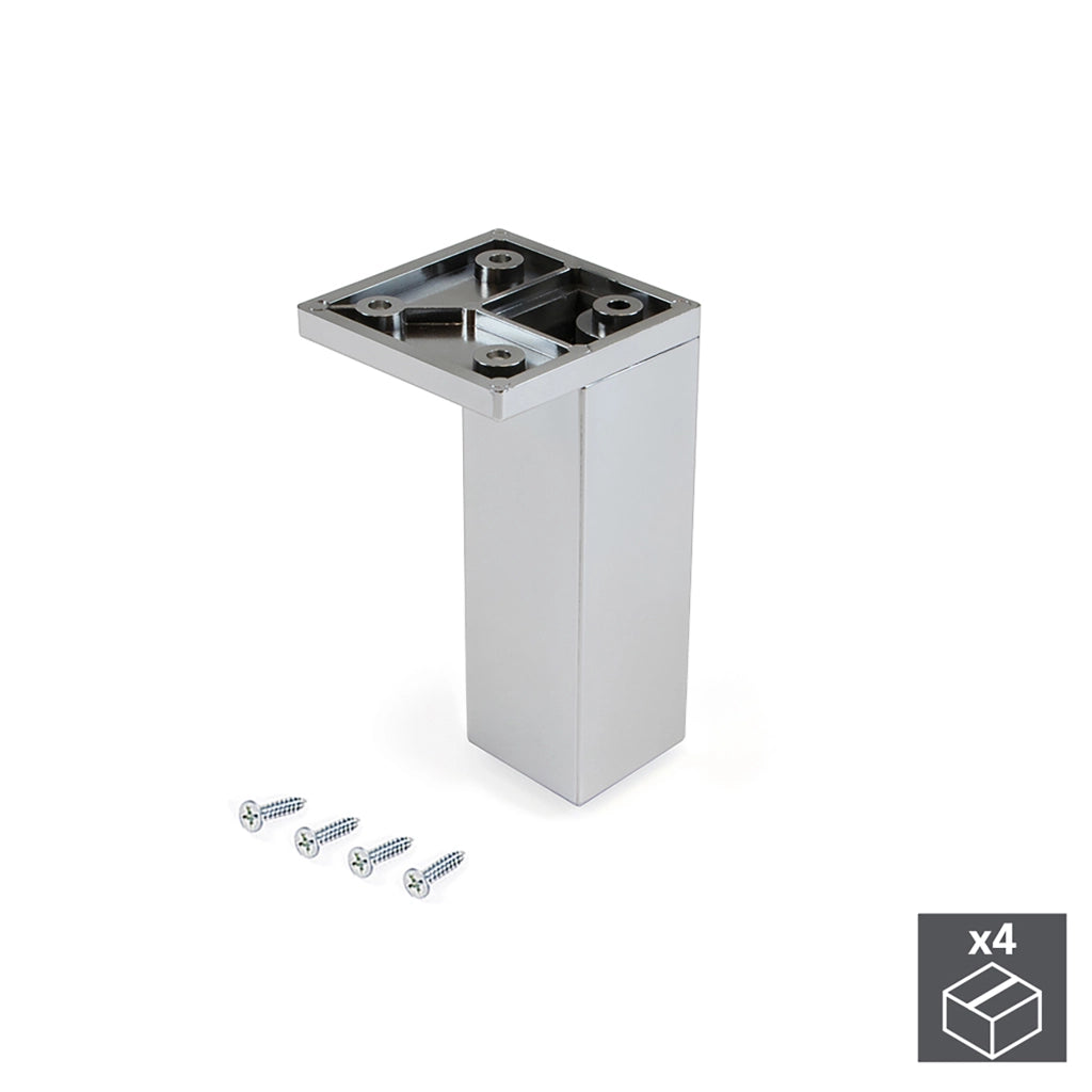 Emuca Piedino per mobile, angolo, regolabile, 100 - 110 mm, Plastica, Cromato, 4 un.