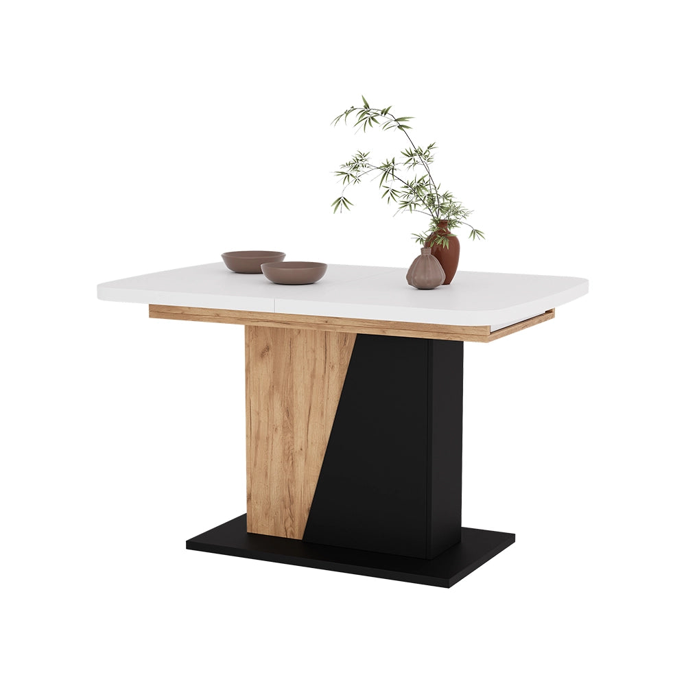 Vicco Tavolo da pranzo Estensibile Rovere bianco/nero/Goldkraft 120/160 x 80 cm Estensibile