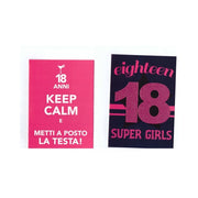 Trade Shop - 2 Biglietti Auguri Compleanno 18 Anni Fucsia Con Busta Keep Calm Super Girl -