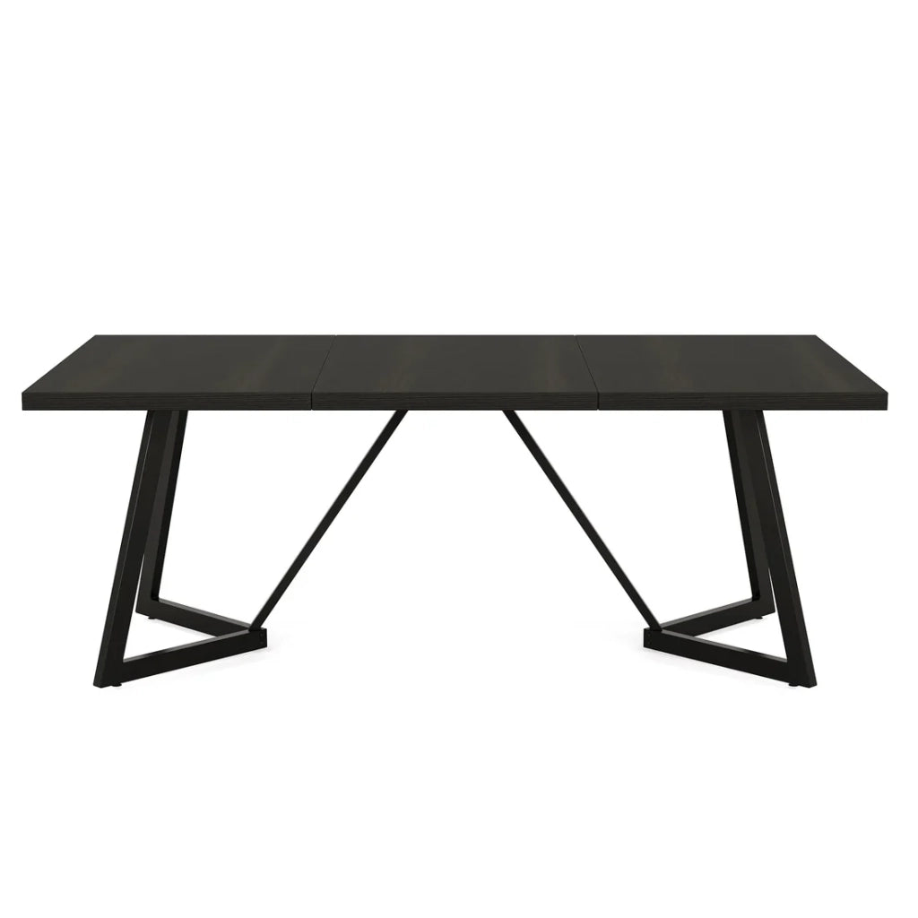 Tavolo da pranzo rettangolare nero in MDF con gambe in metallo 180x80x75 cm