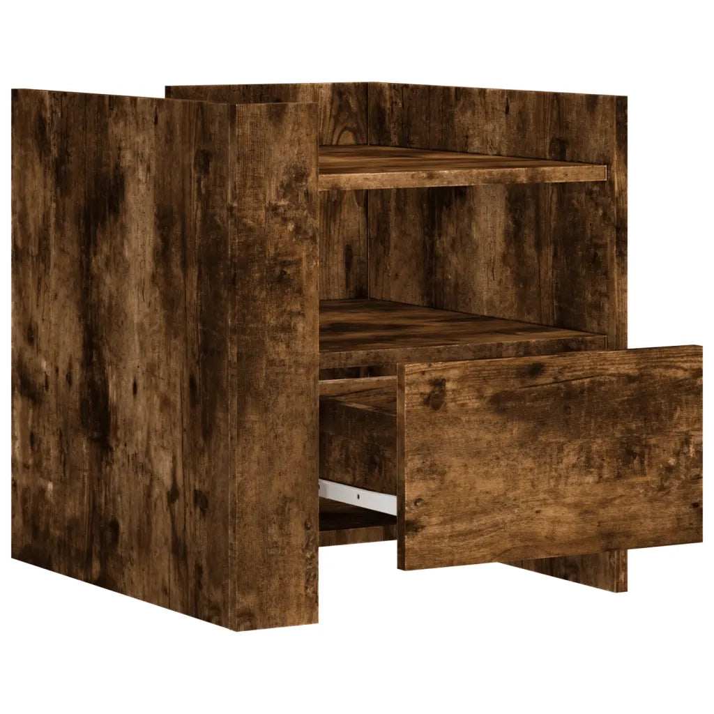 Comodino-Tavolino da notte Rovere Fumo 45x50x50 cm in Truciolato 391772