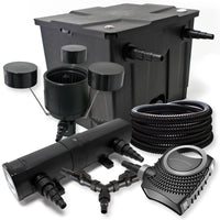 Set per laghetti filtro 12000l chiarificatore UVC 18W pompa NEO8000 tubo da 25m skimmer CSP250
