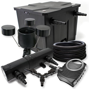 Set per laghetti filtro 12000l chiarificatore UVC 18W pompa NEO8000 tubo da 25m skimmer CSP250