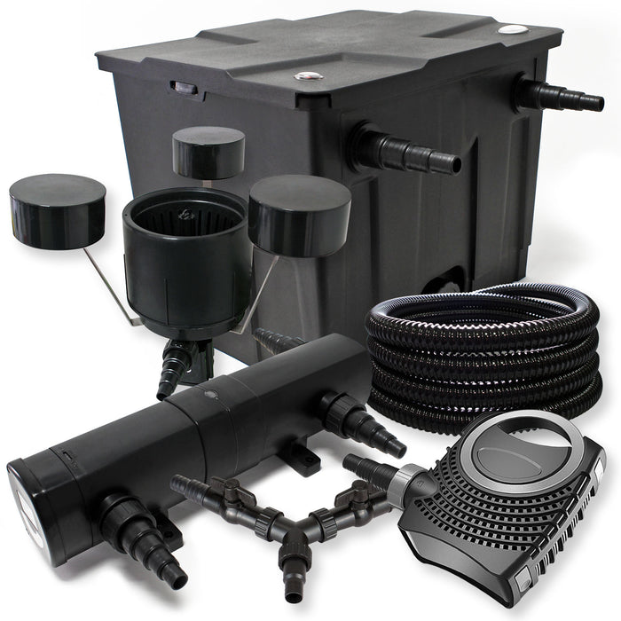 Set per laghetti filtro 12000l chiarificatore UVC 18W pompa NEO8000 tubo da 25m skimmer CSP250