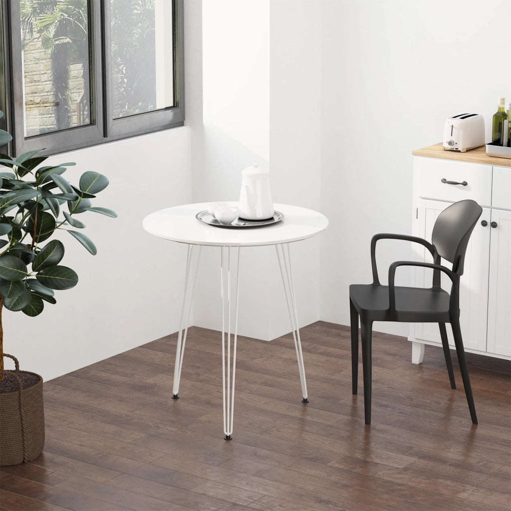 Tavolo da pranzo rotondo moderno ¨C zephmum ¨C bianco, metallo, ?70x75 cm