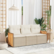 Set Divano da Giardino 3 pz con Cuscini-Sofa da Giardino-Divanetto da esterno Beige in Polyrattan 602106
