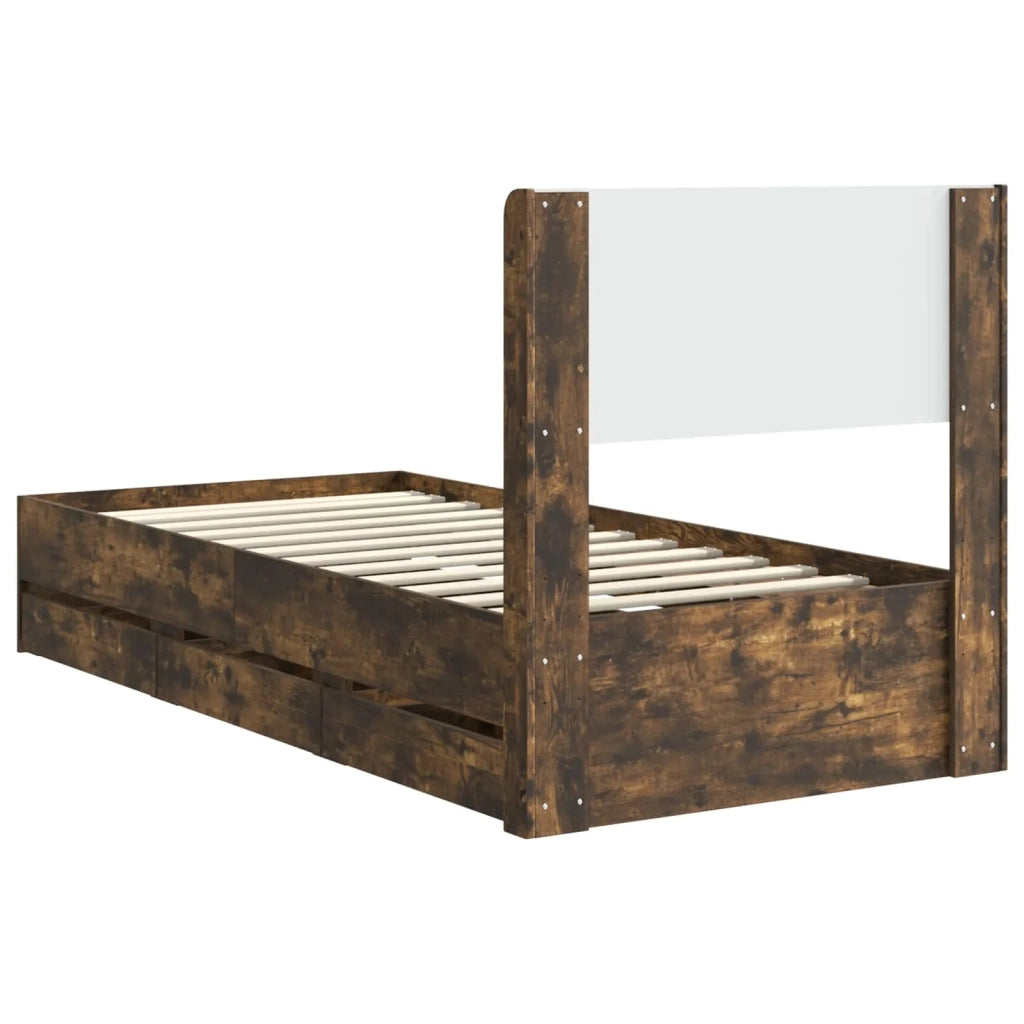 Struttura del letto con stoccaggio e testata Rovere Fumo 3414351