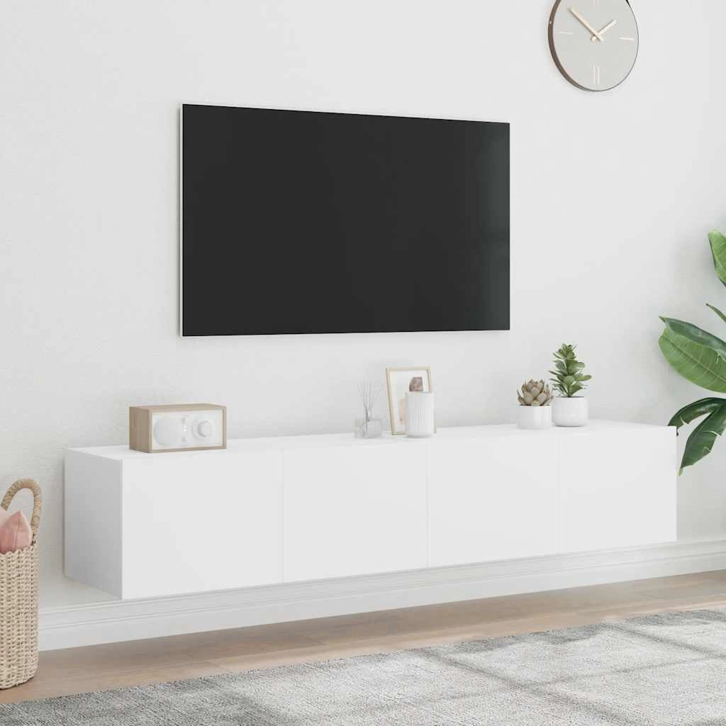 Mobili TV a Parete con Luci LED 2pz Bianchi 80x35x31 cmcod mxl 86971