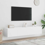 Mobili TV a Parete con Luci LED 2pz Bianchi 80x35x31 cmcod mxl 86971