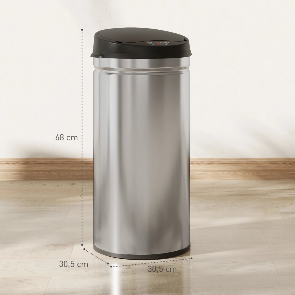 Cestino per Cucina Automatico 42L ¨C Zephmum ¨C Acciaio Inossidabile Argento 30.5x30.5x68cm