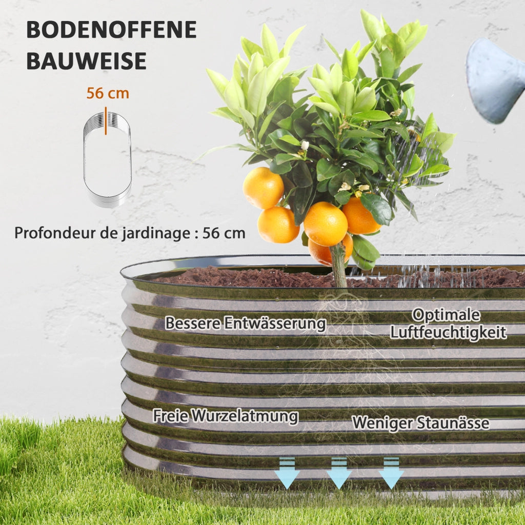 Vaso per piante in metallo con bordo di sicurezza ¨C zephmum ¨C grigio 160x80x56 cm
