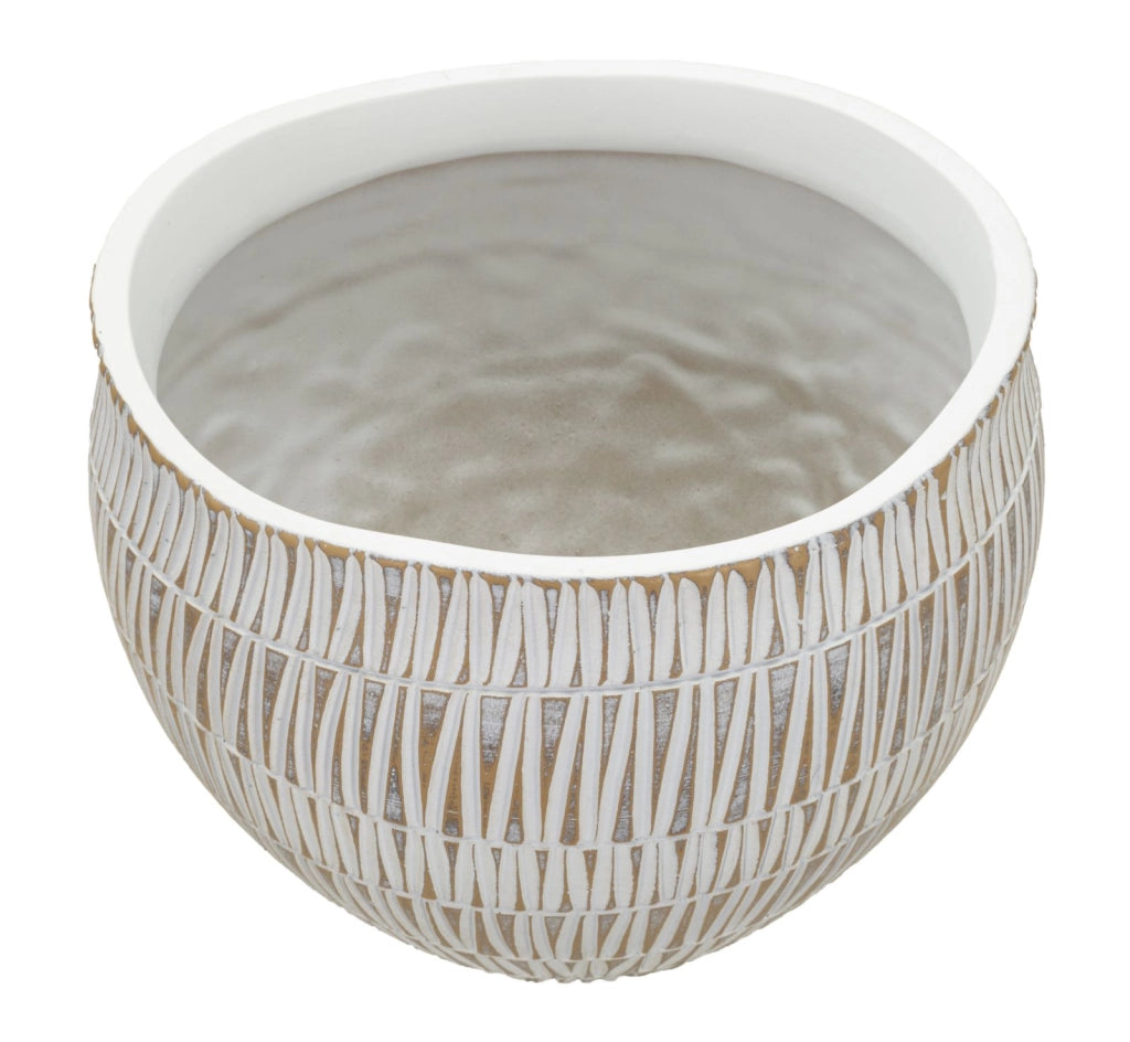 Cachepot Resina Stiky Ø26x20,5 cm in Resina Oro e Bianco