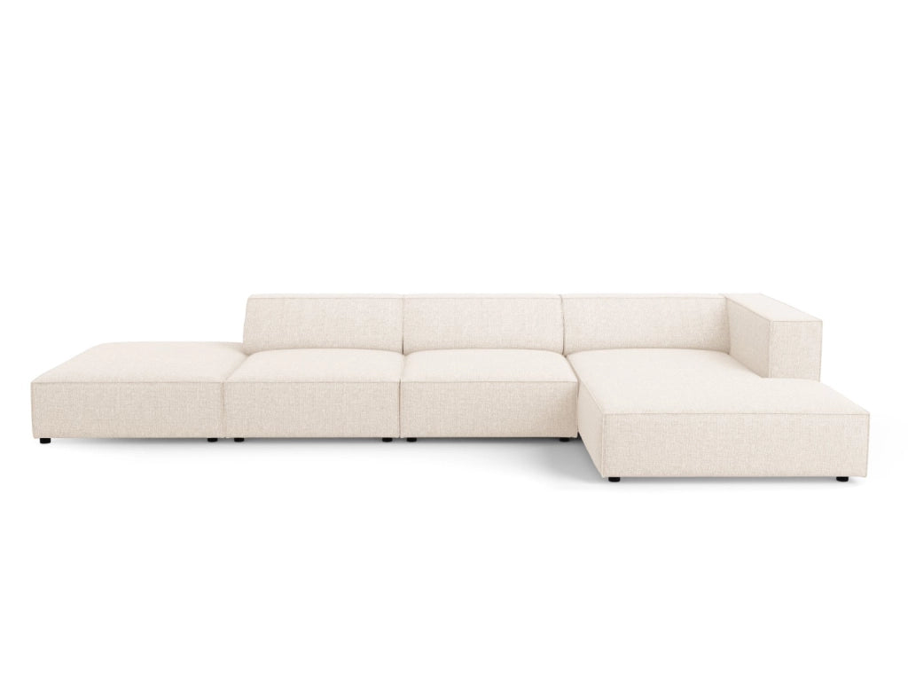 Cosmopolitan Design - Divano angolare destro "Arendal" 5 posti in ciniglia beige chiaro 