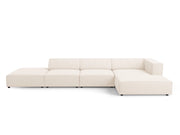 Cosmopolitan Design - Divano angolare destro "Arendal" 5 posti in ciniglia beige chiaro 