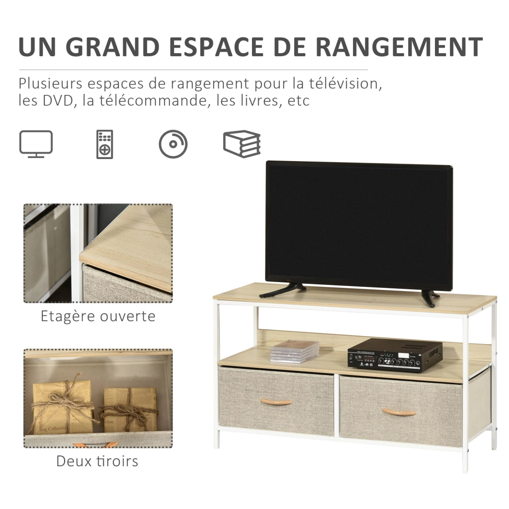 Mobile TV ¨C zephmum ¨C Grigio, Legno, Metallo, 2 Cassetti