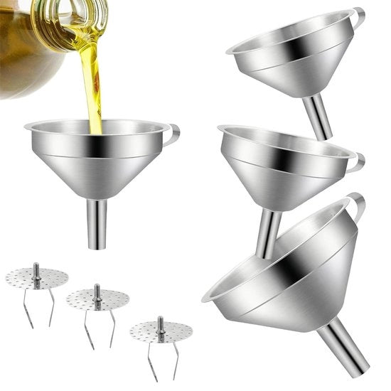 Set di ciotole in acciaio inossidabile - 6 pezzi - ciotole da cucina premium - acciaio inossidabile di alta qualità - manico - ciotola stivabile - set di ciotola con filtro rimovibile - contenitore da cucina.