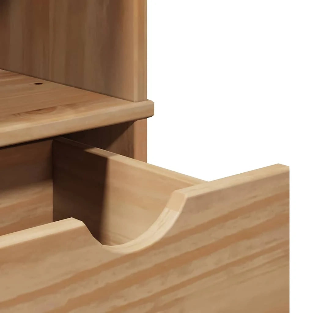 Mobiletto da bagno dal design rustico con contenitore ergonomico 35 x 30 x 159 cm legno massello color miele 02_0057610