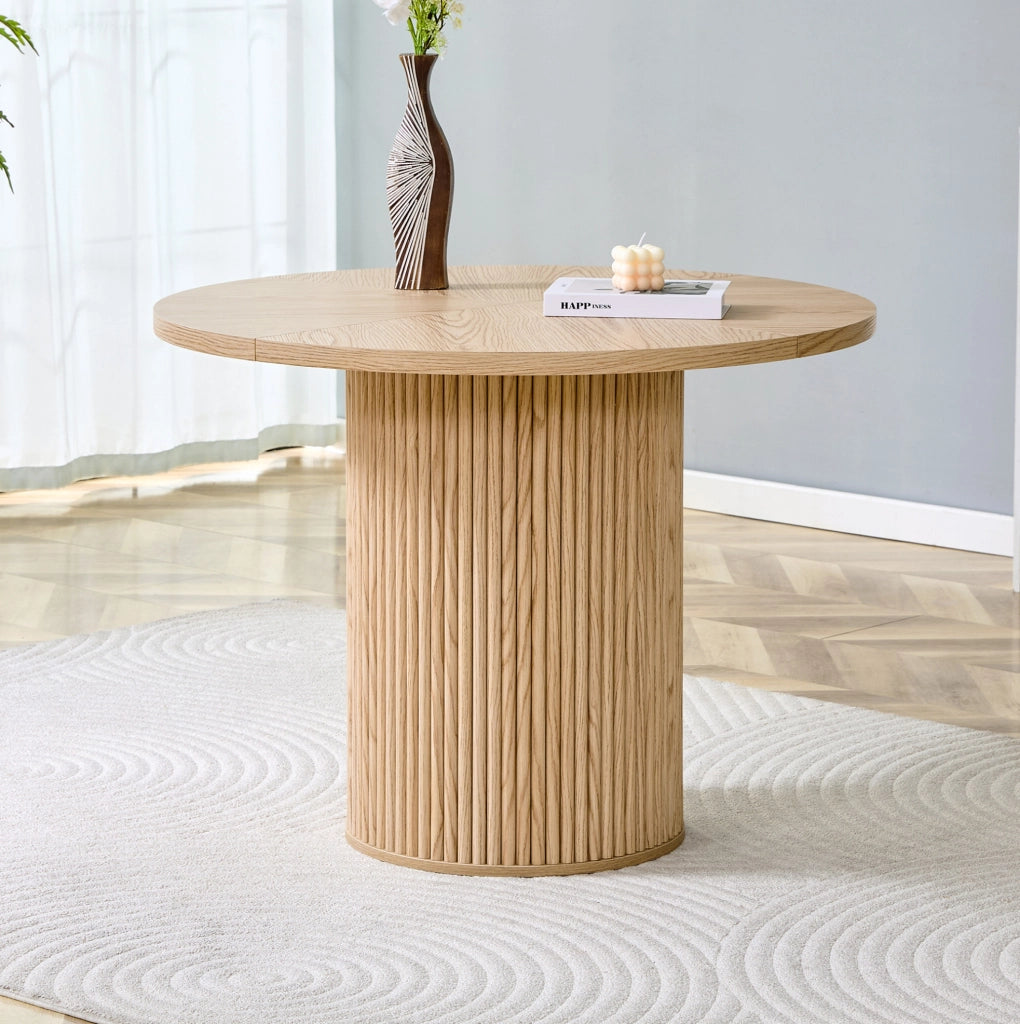 Tavolo da pranzo rotondo in MDF Ø 100 cm effetto legno