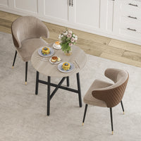 Tavolo da Pranzo Rotondo in Stile Industriale Ø80x75 cm per 2 Persone in Truciolato Nero e color Legno