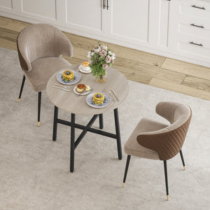 Tavolo da Pranzo Rotondo in Stile Industriale Ø80x75 cm per 2 Persone in Truciolato Nero e color Legno