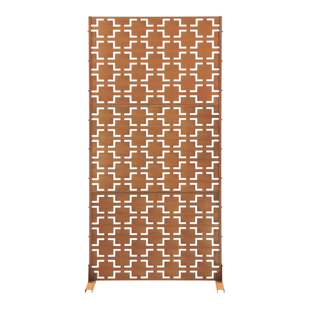 Pannello Divisorio Basciano Struttura Traforata in Acciaio Corten 180 x 90 cm Marrone Ossidato casa.pro