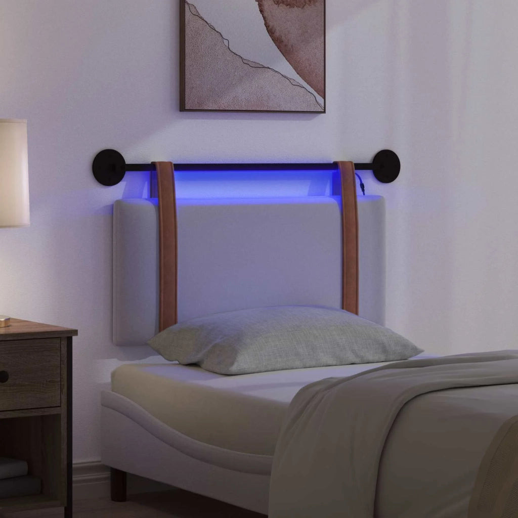 Testiera sospesa Con luce LED Bianco PU Antico 3423873