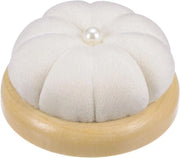 Cuscino per spillatura in legno rotondo, adatto per cucire, cucire, ricamare e altri progetti di fai da te. Beige.