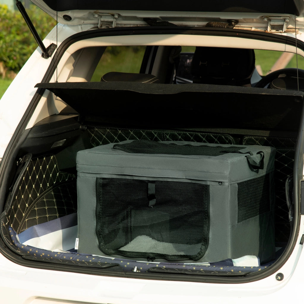 Trasportino per Cani Mini e Gatti con Cuscino, Sacca di Trasporto e Porte a Rete, 60x42x42 cm, Grigio