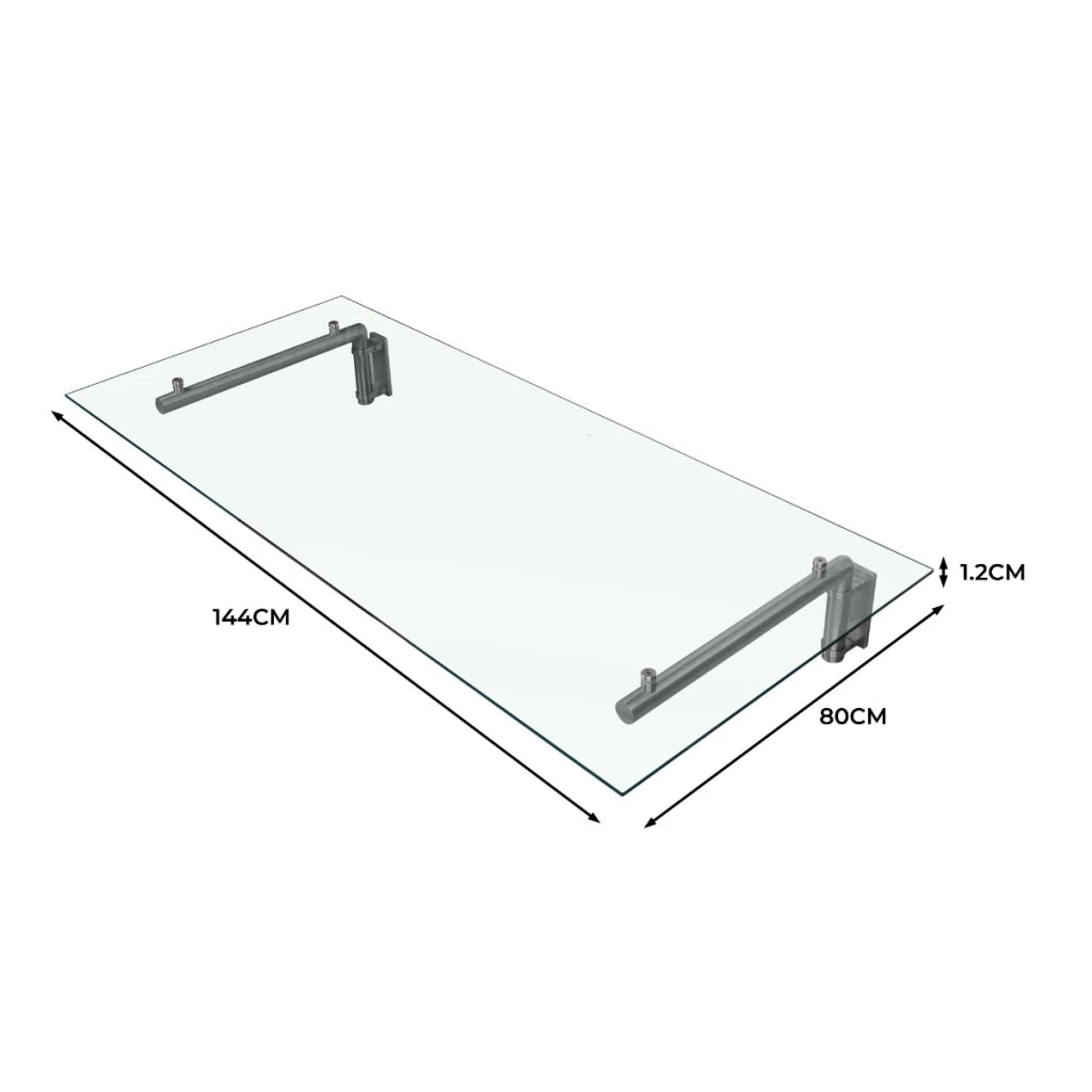 Tettoia in Vetro 144 x 80cm con Staffe in Acciaio Inossidabile per Porte Esterne