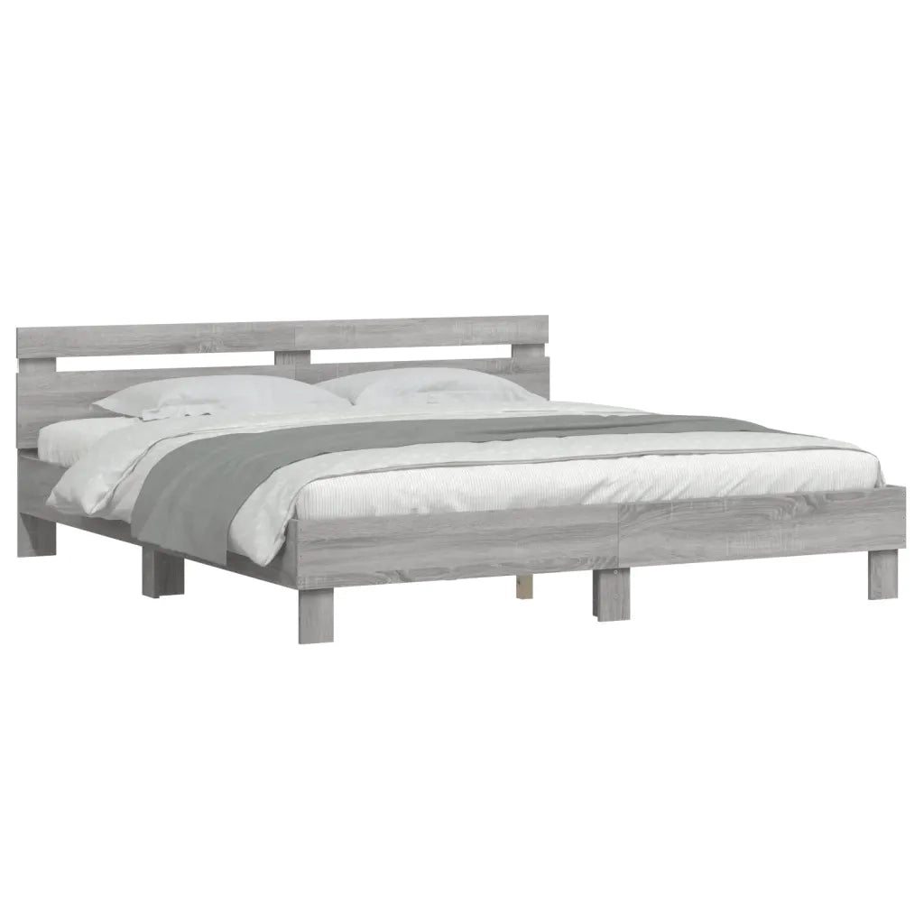 Giroletto con Testiera e LED Grigio Sonoma 200x200 cmcod mxl 133987