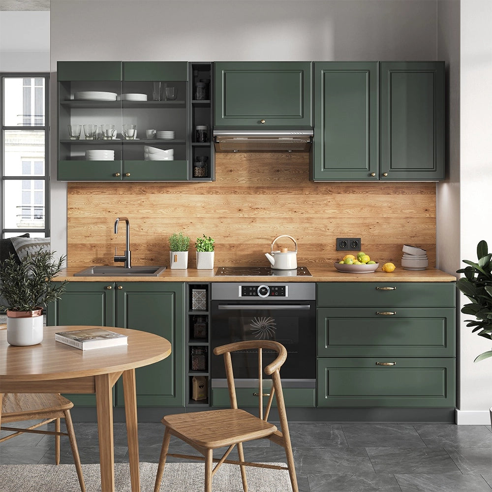 Cucina componibile Fame-Line Verde-oro rustico/Antracite 235 cm, PL Antracite Vicco