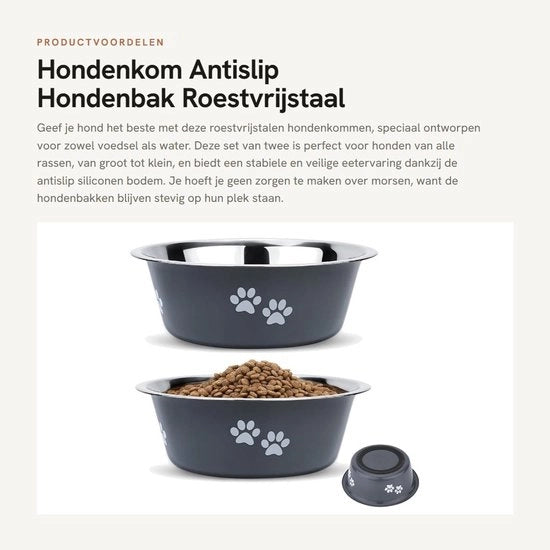 Set per cani in acciaio inossidabile con fondo antiscivolo - vasca cibo/acqua - resistente e impermeabile - adatto per cani di tutte dimensioni - recinzione per cani