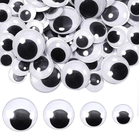 Occhi Googly Self-adesivi - Ogni 12mm - Rondi - Bianco Nero - Per Scrapbooking - Progetti Creativi