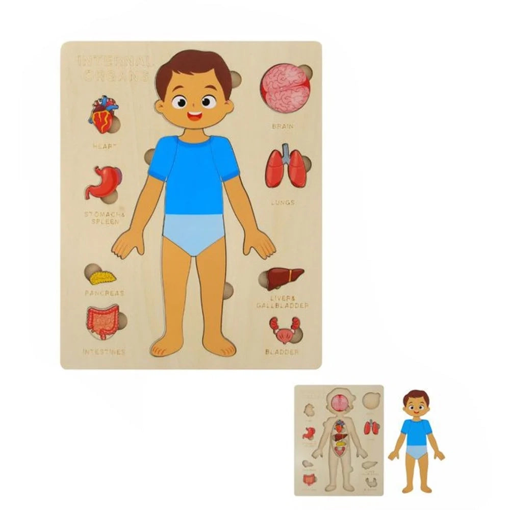Trade Shop - Puzzle In Legno Educativo A Incastro Per Bambini Anatomia Organi Corpo Umano Bambino 32347 -