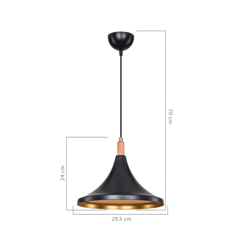 Lampada a sospensione Kano nero oro