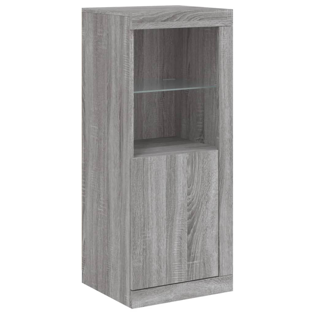 Buffet credenza cassettiera armadio mobile contenitore organizer per cucina soggiorno salotto con luci a LED 3 pezzi legno ingegnerizzato Sonoma grigio 02_0037235