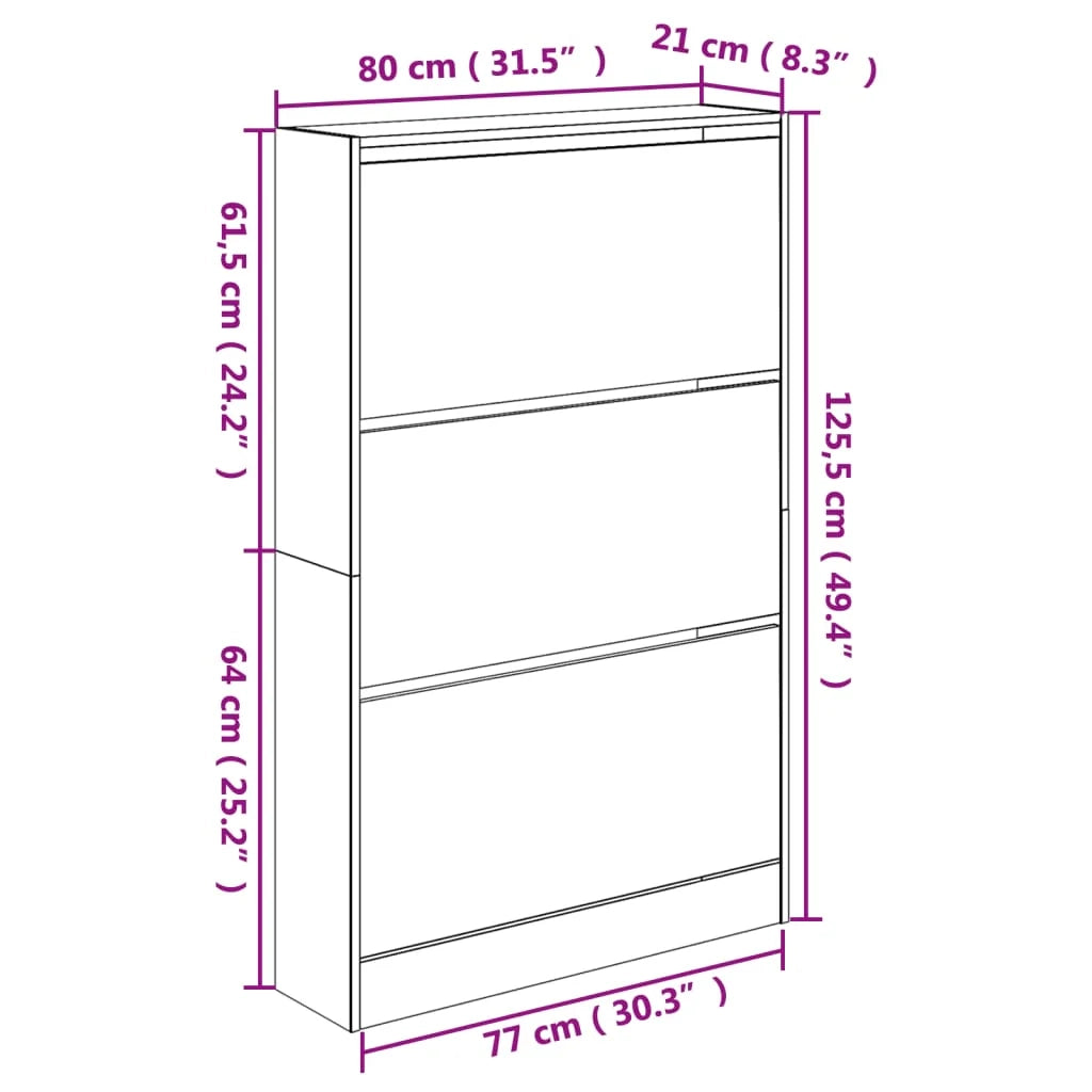 Scarpiera Sonoma 80 x 21 x 125,5 cm legno ingegnerizzato grigio 02_0043432