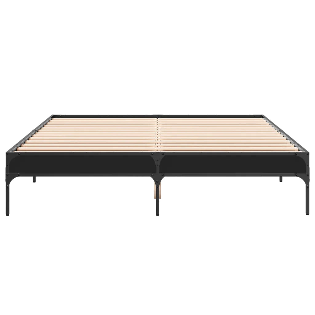 Giroletto Nero 150x200 cm in Legno Multistrato e Metallo 845011