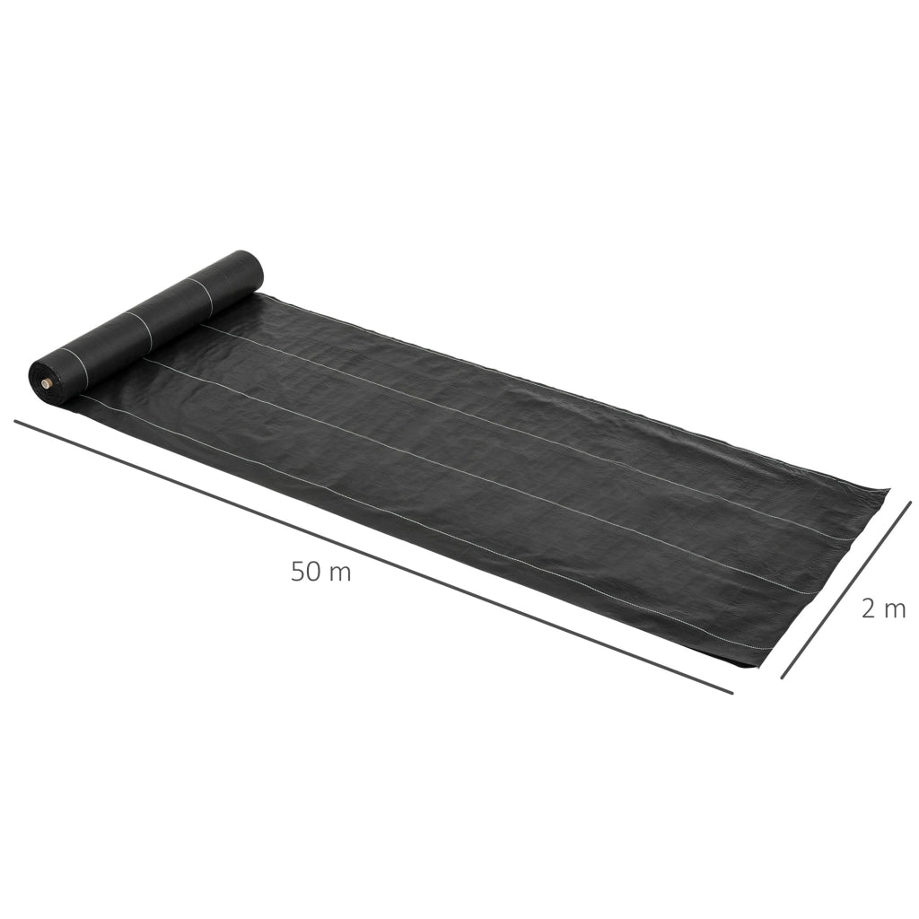 EasyComfort Telo Pacciamatura 50x2m 100g/m² Telo Anti Erbacce Telo Nero per Orto, Serra, Giardino Drenante e Traspirante con Quadrettatura