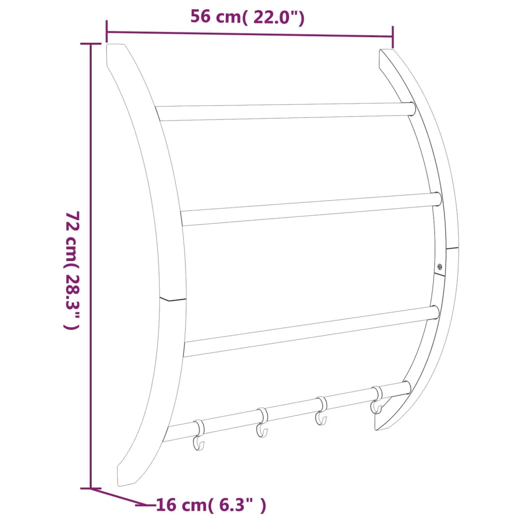 Portasciugamani con Ganci Argento 56x16x72 cm Alluminio 344381
