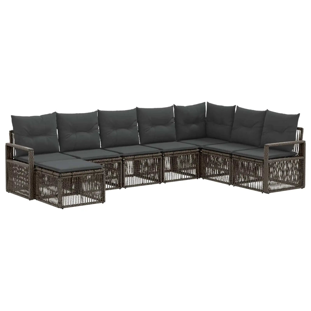 Set Divano da Giardino 8 pcs Grigio polyrattan 3435803