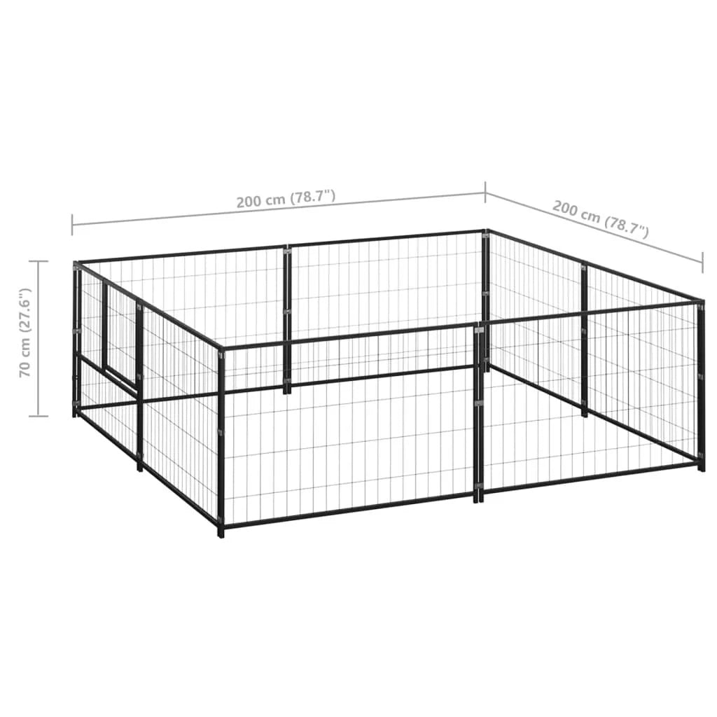 Recinto per animali da esterno per cani recinto per animali nero 4 m² acciaio 02_0000531