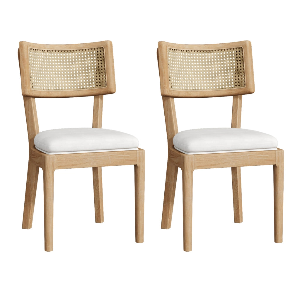 Set di 6 sedie in legno con schienale in rattan