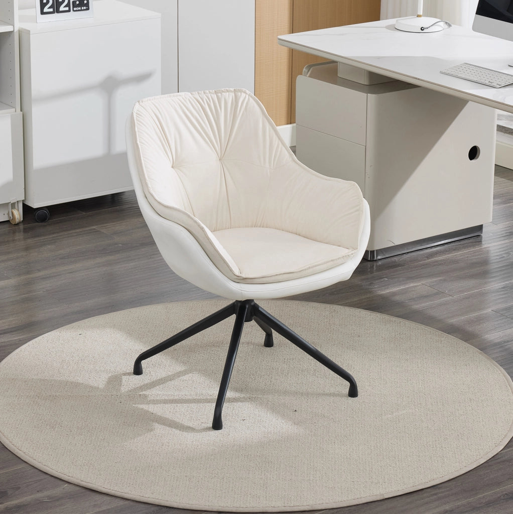 Poltrona da ufficio girevole a 360° in similpelle beige HOMVRA