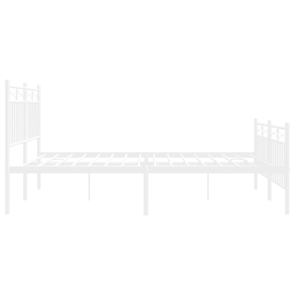 Giroletto con Testiera e Pediera Metallo Bianco 140x200 cm 373759