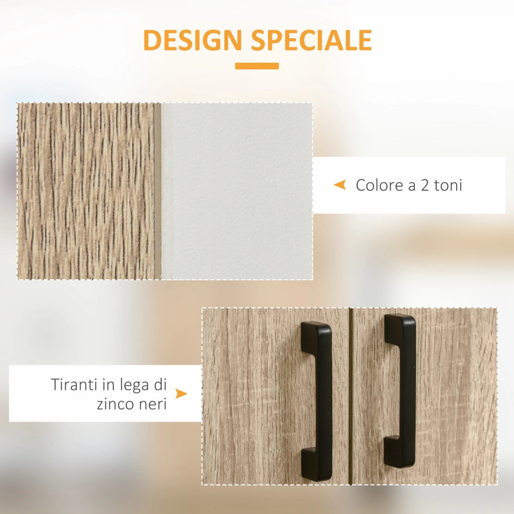 Dispensa Cucina in Legno MDF con 4 Ripiani Regolabili e 4 Porte, 80x40x182 cm