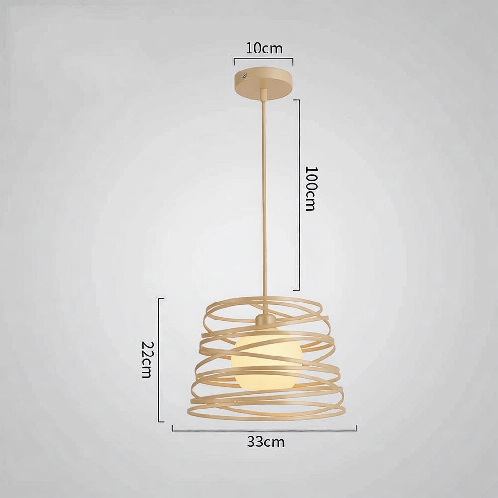 Lampadario moderno sospensione fasce intrecciate ferro opaco attacco E27 max 1x60W lunghezza filo 100cm tavolo cucina 230V TORTORA